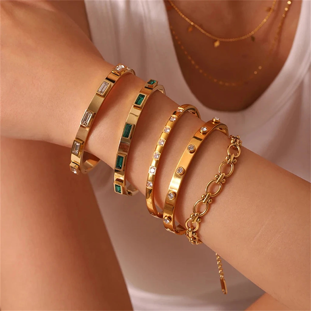 Bracelet Femme Chaîne Acier Inoxydable Plaqué Or 18K - Bijou Femme Étanche