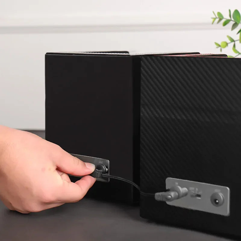 Remontoir à Montres Double 2+0 Montres Automatiques - Cuir PU - Chargeur USB - Moteur Silencieux - Affichage