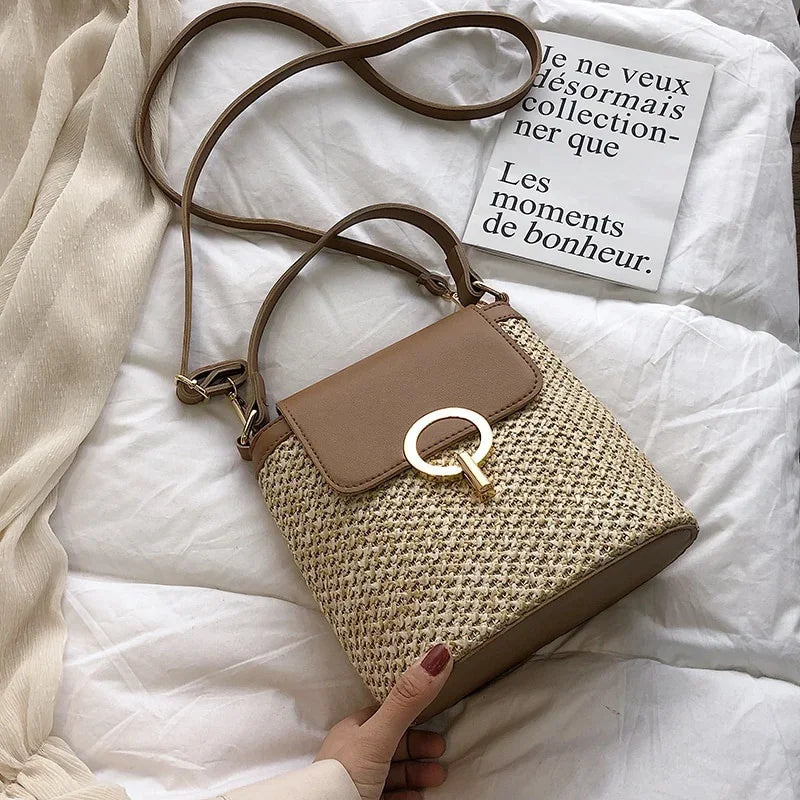 Sac à Main Femme Tressé Plage 2025 Tendance Coréenne - Sac Seau Bandoulière Fashion