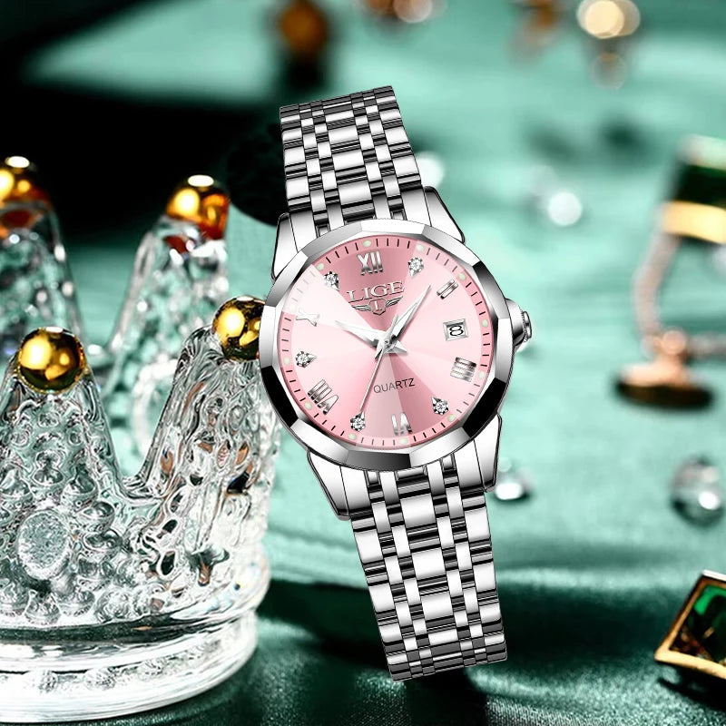 Montre Femme LIGE Élégante Ultra-Mince - Style Nordique Minimaliste Acier Inoxydable