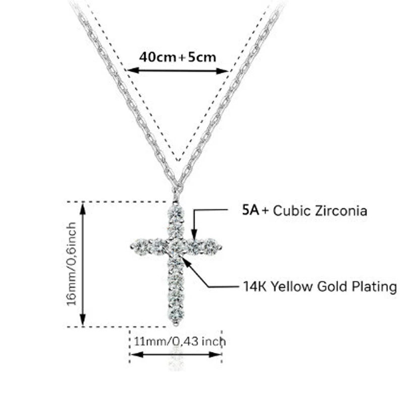 Collier Pendentif Croix Plaqué Or 14K - Bijou Femme Élégant