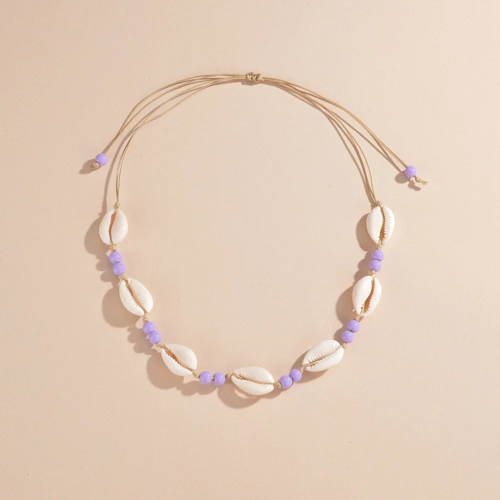 Collier Court Chaîne Perles Géométrique Bohème - Bijou Femme Tendance