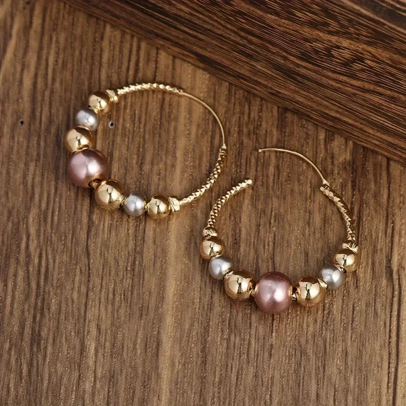 Boucles d'Oreilles Femmes Perles Dorées - Bijou Femme Élégant