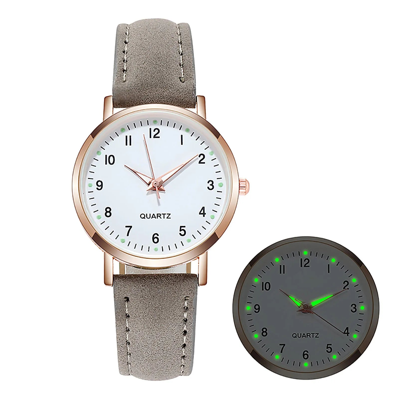 MOONBIFFY - Montre Femme Mode Cuir - Chiffres Arabes - Lumineux - Étanche 3 ATM - Casual Élégant