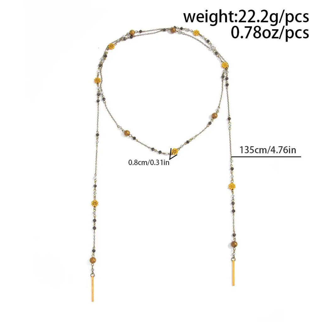 Collier Pendentif Cristal CCB Élégant - Perles Raffinées Chaîne Longue Femme Luxe