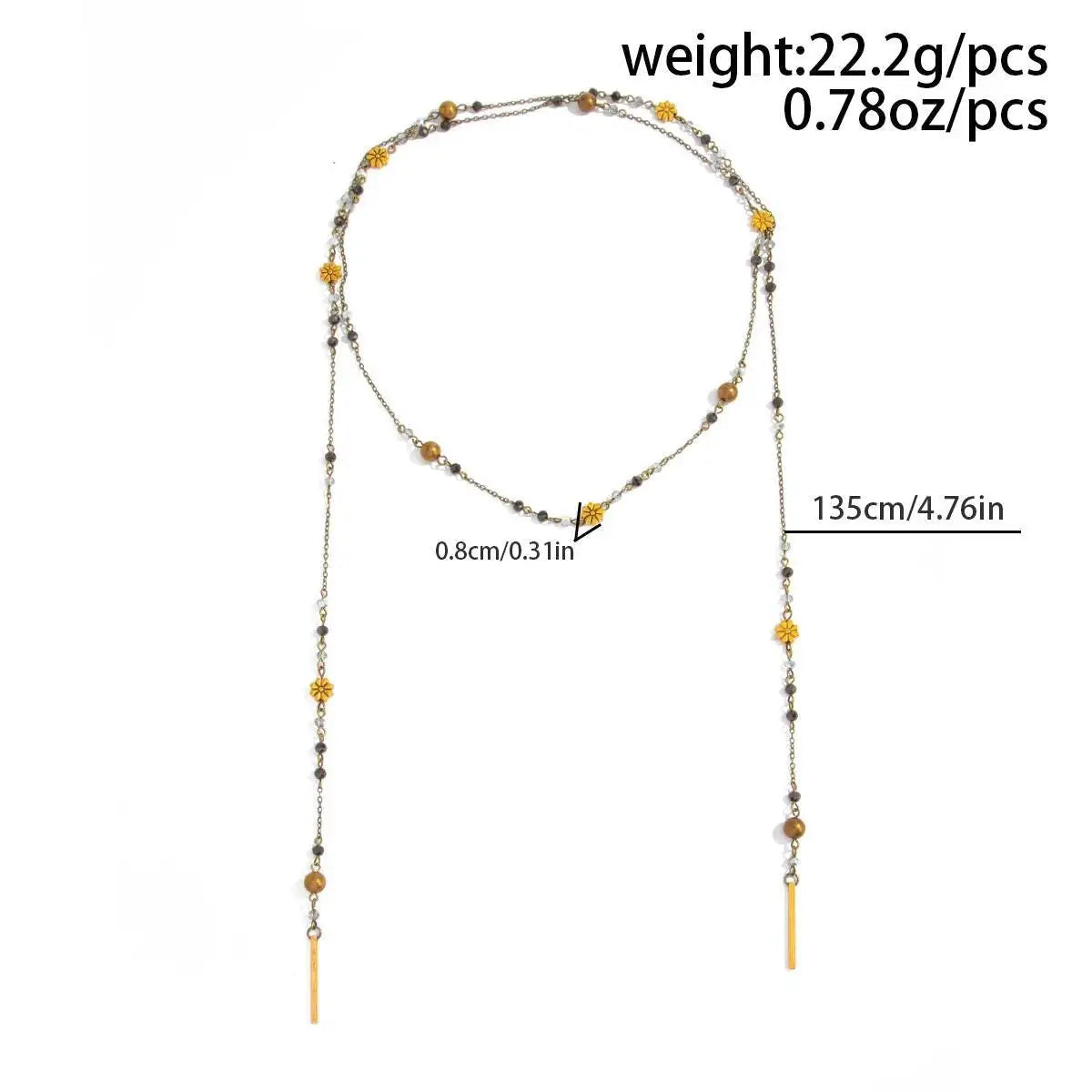 Collier Pendentif Cristal CCB Élégant - Perles Raffinées Chaîne Longue Femme Luxe