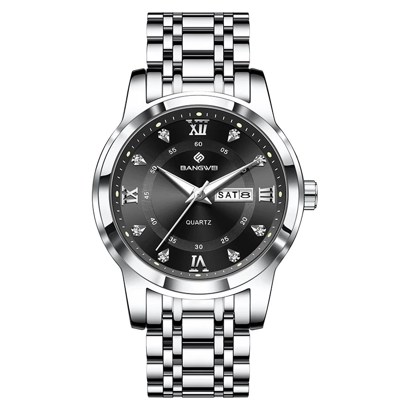 Montre Femme LIGE 2026 Diamant - Acier Inoxydable, Bracelet Créatif, Étanche 3 ATM, Calendrier Lumineux
