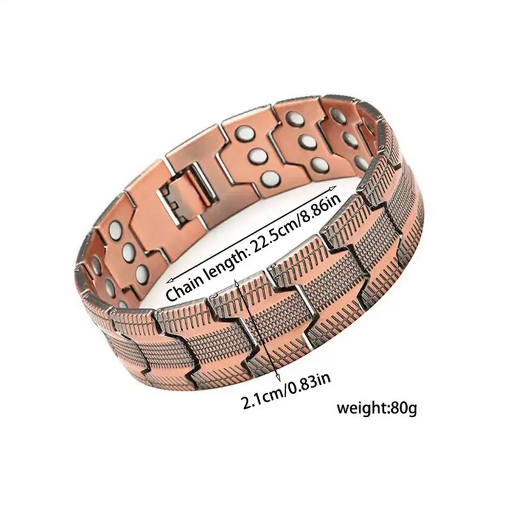 Bracelet Magnétique Cuivre Pur Homme - Thérapie Magnétique 57 Aimants