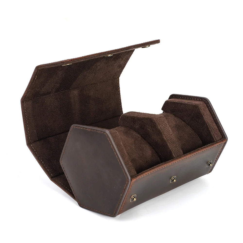 Boîte à Montres Vintage Cuir Véritable Rangement Voyage 1/2/3/4/8 Emplacements