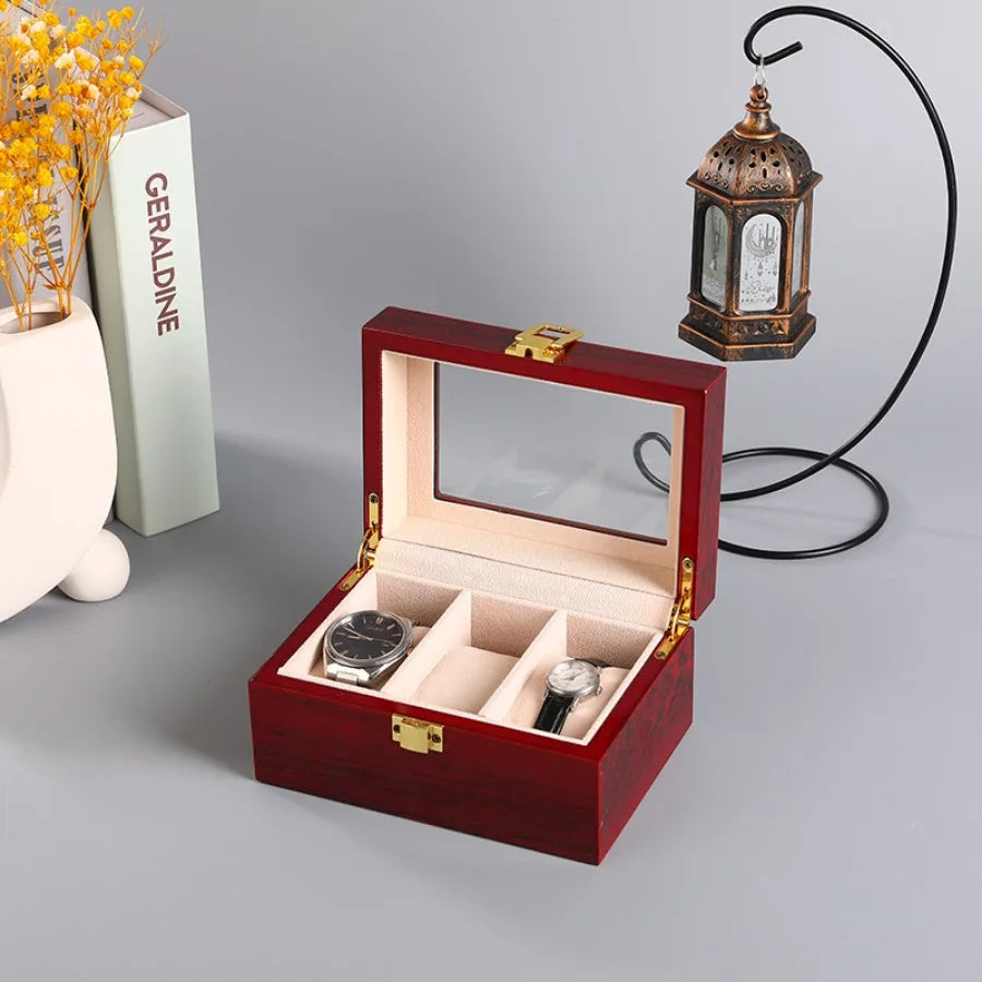 Boîte à Montres Bois Finition Piano Laqué - 12 Emplacements - Rangement Luxe - Organisateur Bijoux