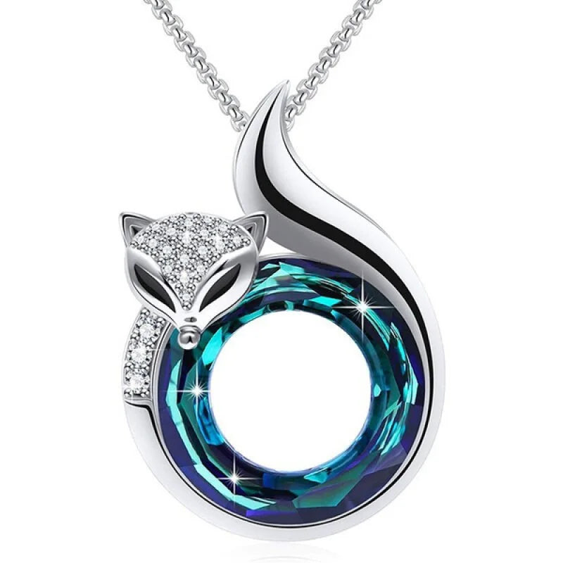 Collier Femme Pendentif Renard Cristal - Bijou Vintage Cœur Indie