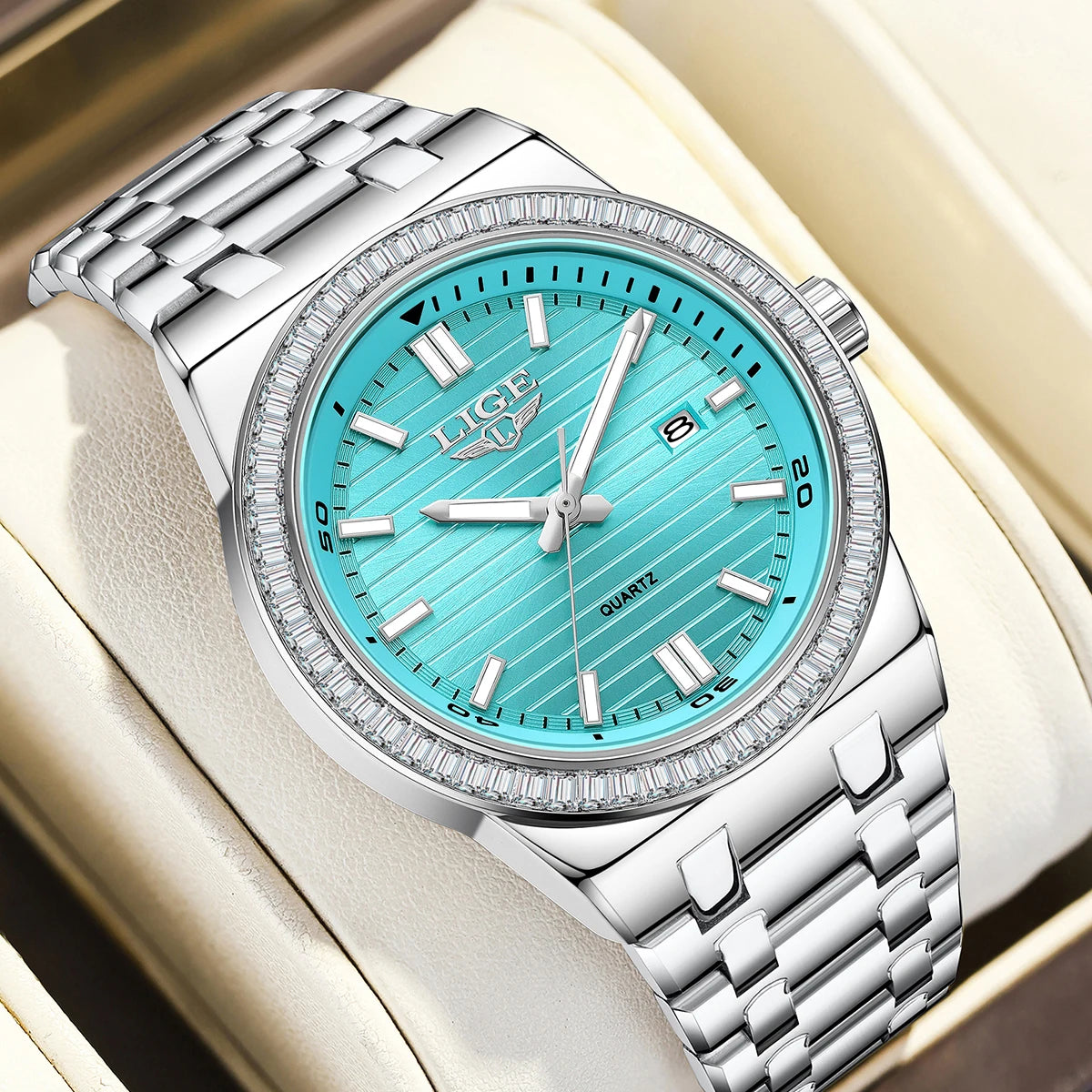 Montre Homme LIGE 2026 Simple Élégante - Acier Inoxydable Calendrier Lumineux