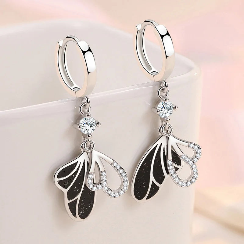 Boucles d'Oreilles Femmes Pendantes Argent 925 Nœud Zircon - Bijou Femme Élégant