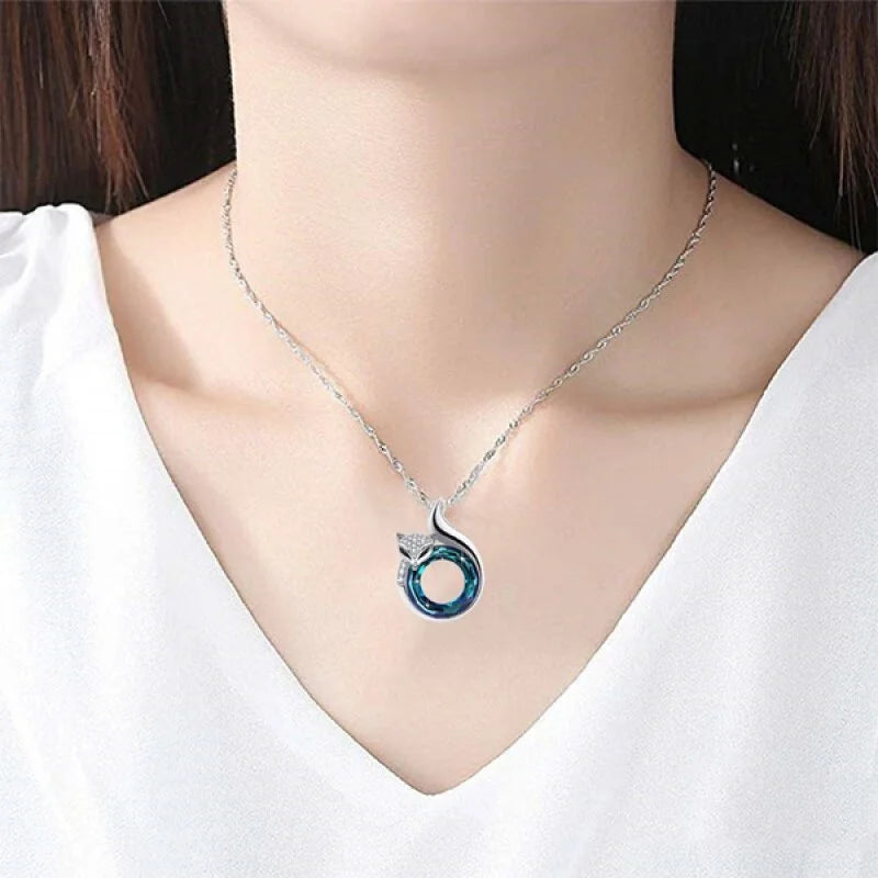 Collier Femme Pendentif Renard Cristal - Bijou Vintage Cœur Indie