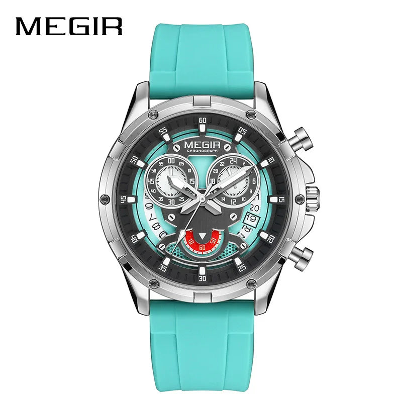 MEGIR - Montre Homme 2248 Chronographe Sport Silicone Lumineux