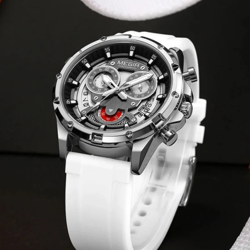 MEGIR - Montre Homme 2248 Chronographe Sport Silicone Lumineux