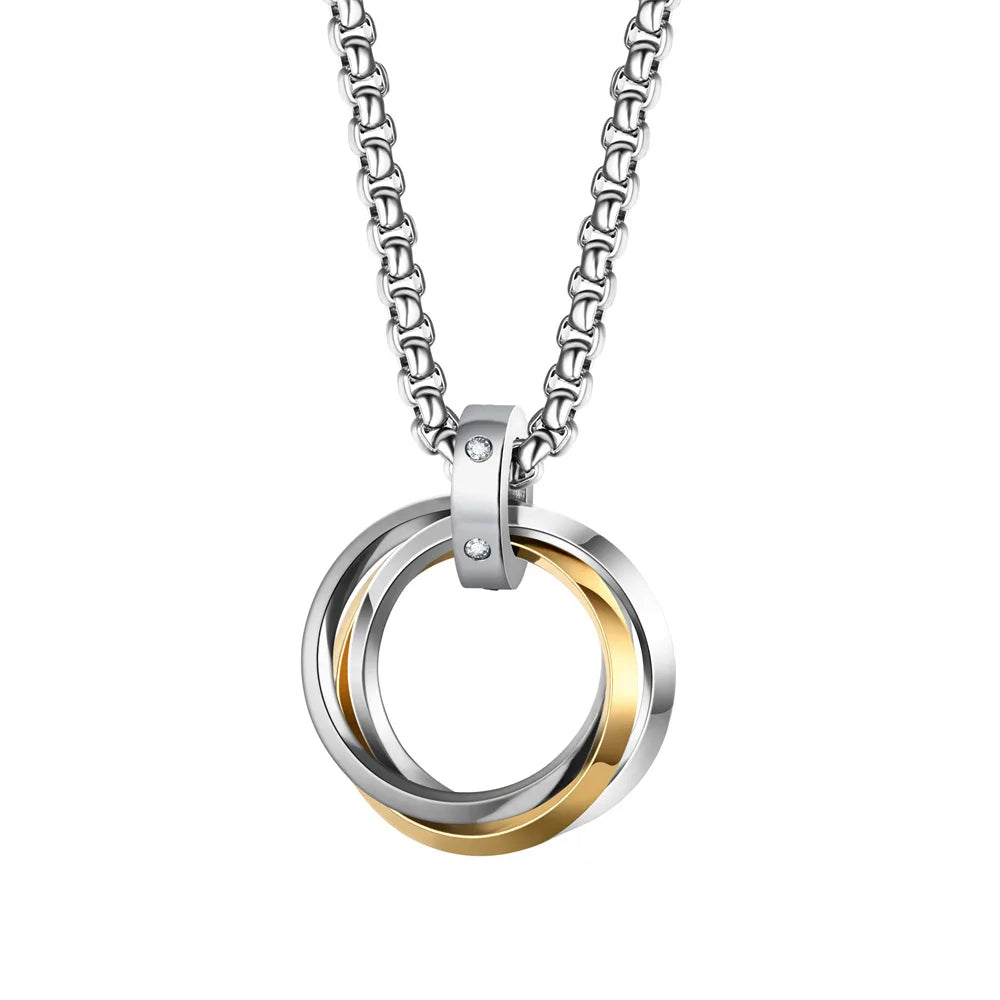 Collier à Trois Cercles Entrelacés Acier Inoxydable - Minimaliste Unisexe Bohème