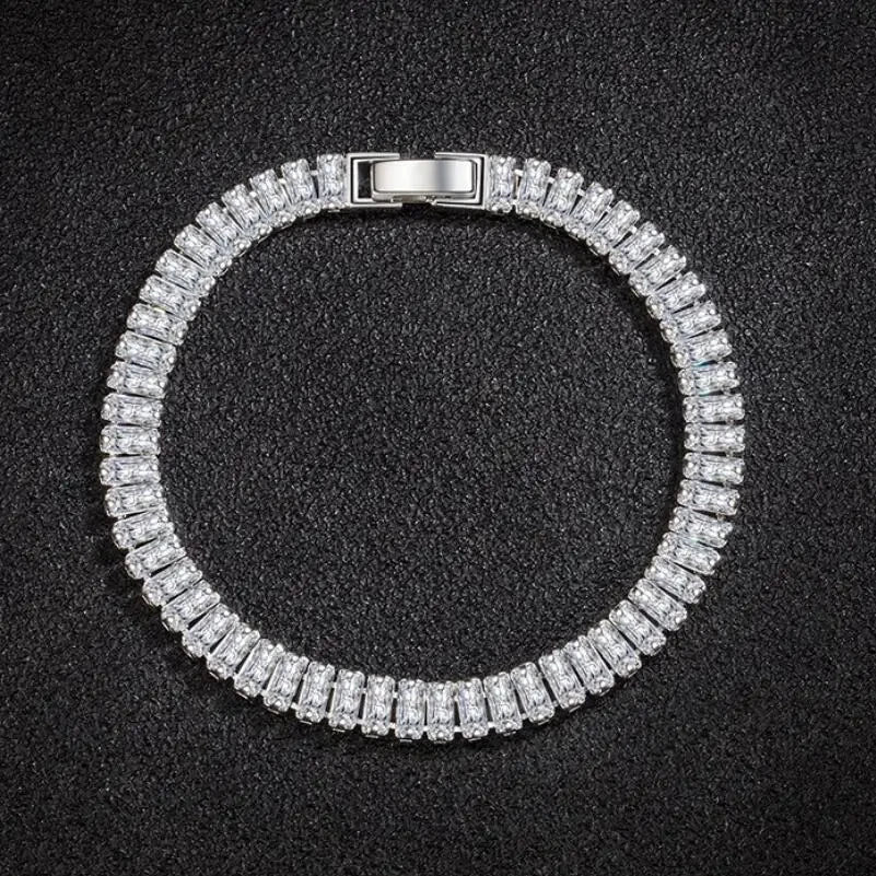 Bracelet Luxe Argent Sterling 925 Cristaux Femme - Mariage Fiançailles 18CM