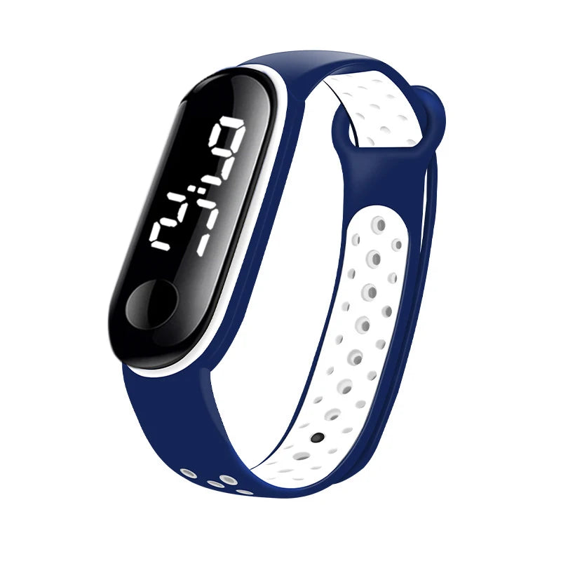 MOONBIFFY - Montre Enfant LED Digitale Sport - Bracelet Silicone Bicolore - Étanche 3 ATM