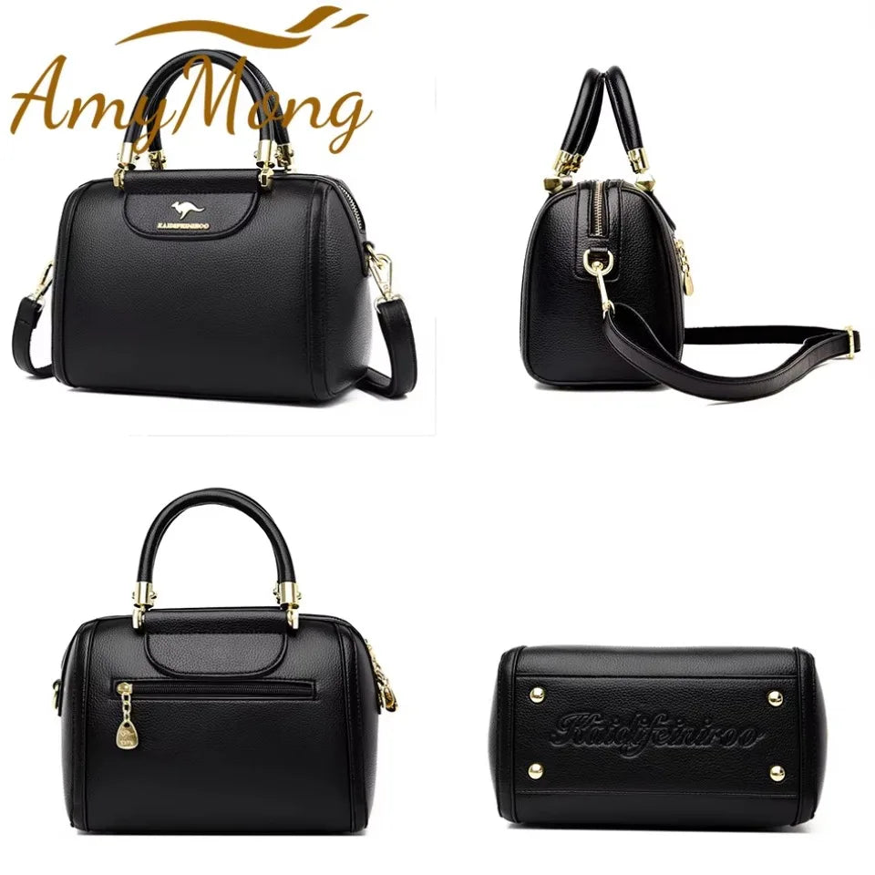 Sac à Main Femme Boston Cuir PU Luxe 2025 - Grand Sac à Main Bandoulière AMYMANG
