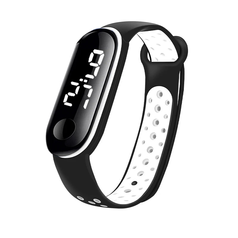 MOONBIFFY - Montre Enfant LED Digitale Sport - Bracelet Silicone Bicolore - Étanche 3 ATM