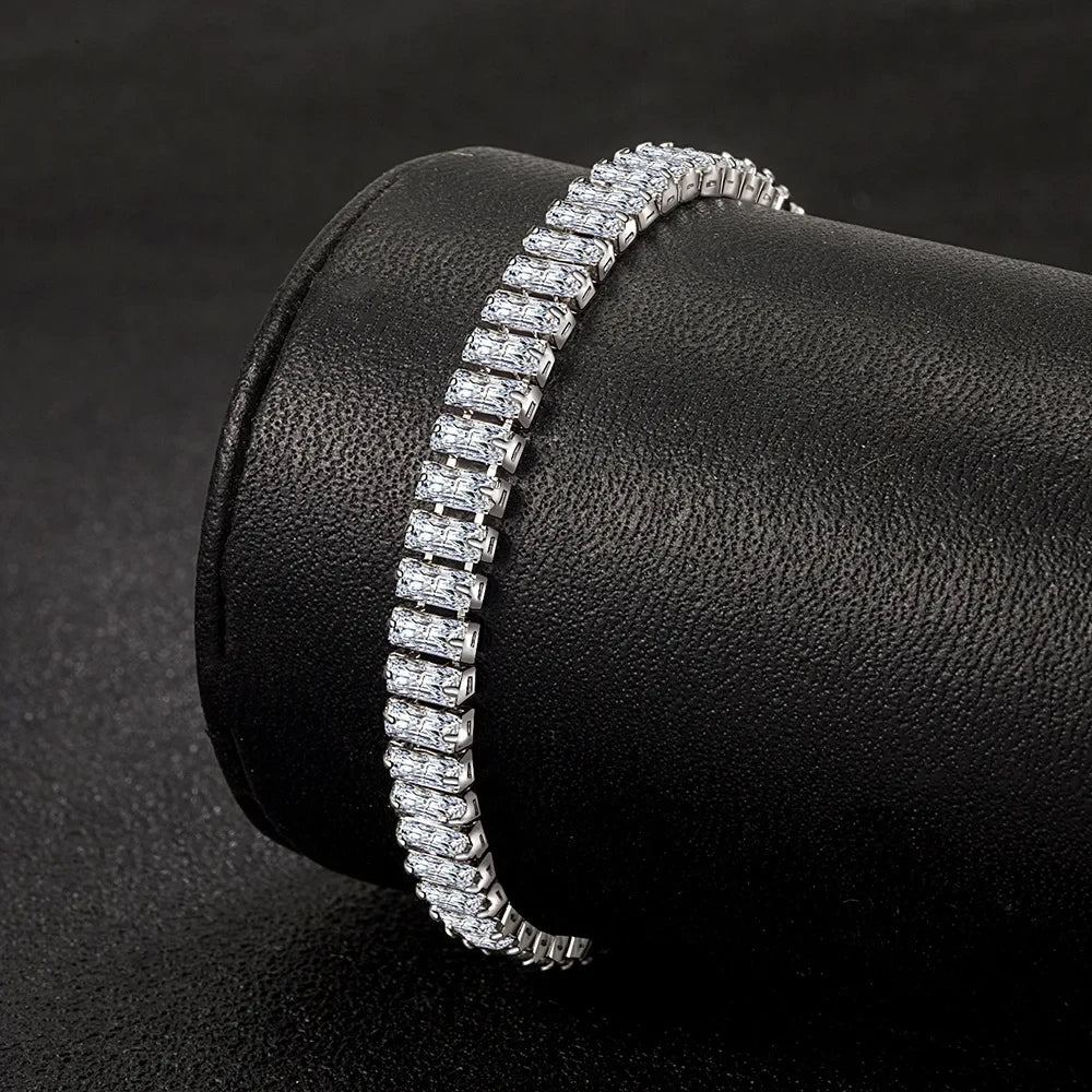 Bracelet Luxe Argent Sterling 925 Cristaux Femme - Mariage Fiançailles 18CM