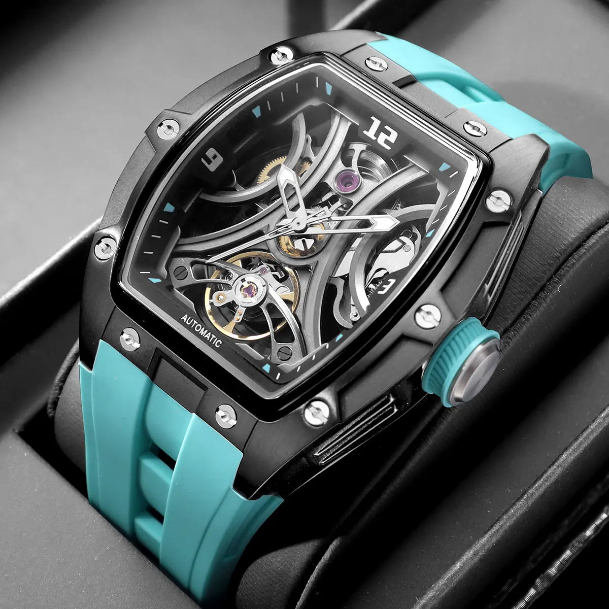 MEGIR - Montre Homme MEGIR 2245 Mécanique Automatique Squelette Sport - Cadran Creux Transparent - Tonneau Acier