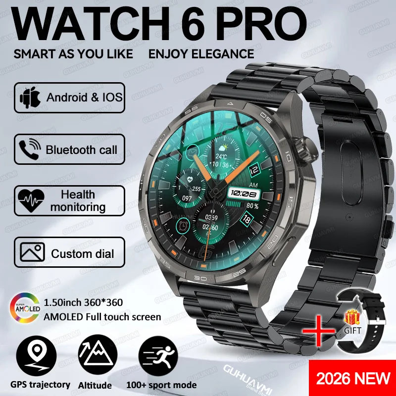 Montre Connectée Saphir 2026 GPS Homme Femme - Appels Bluetooth & Assistant Vocal