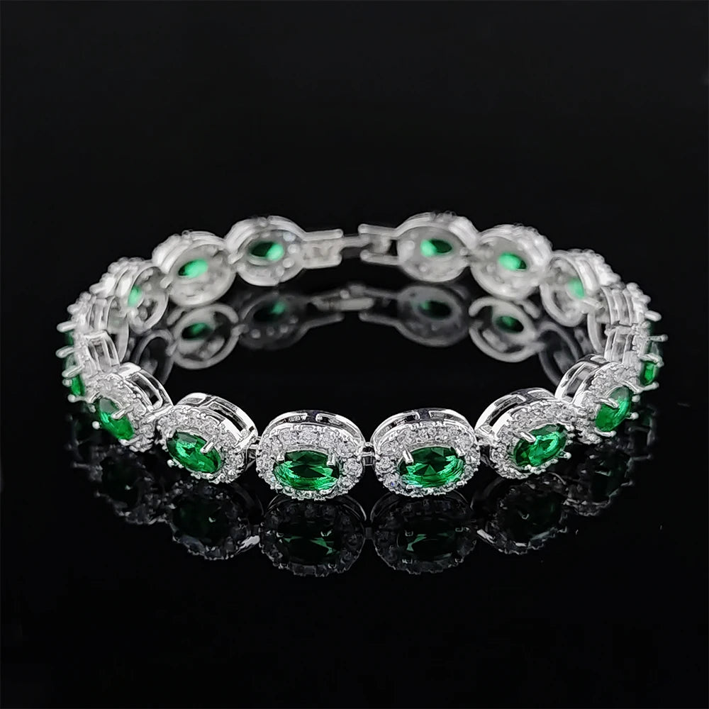 Bracelet Jonc Luxe 2024 Femme - Zircone Cubique Bleu Rouge Vert Noir Argent Cadeau Anniversaire