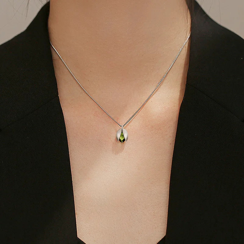 Collier Pendentif Pistache Femme - Bijou Mignon Romantique Chaîne Clavicule