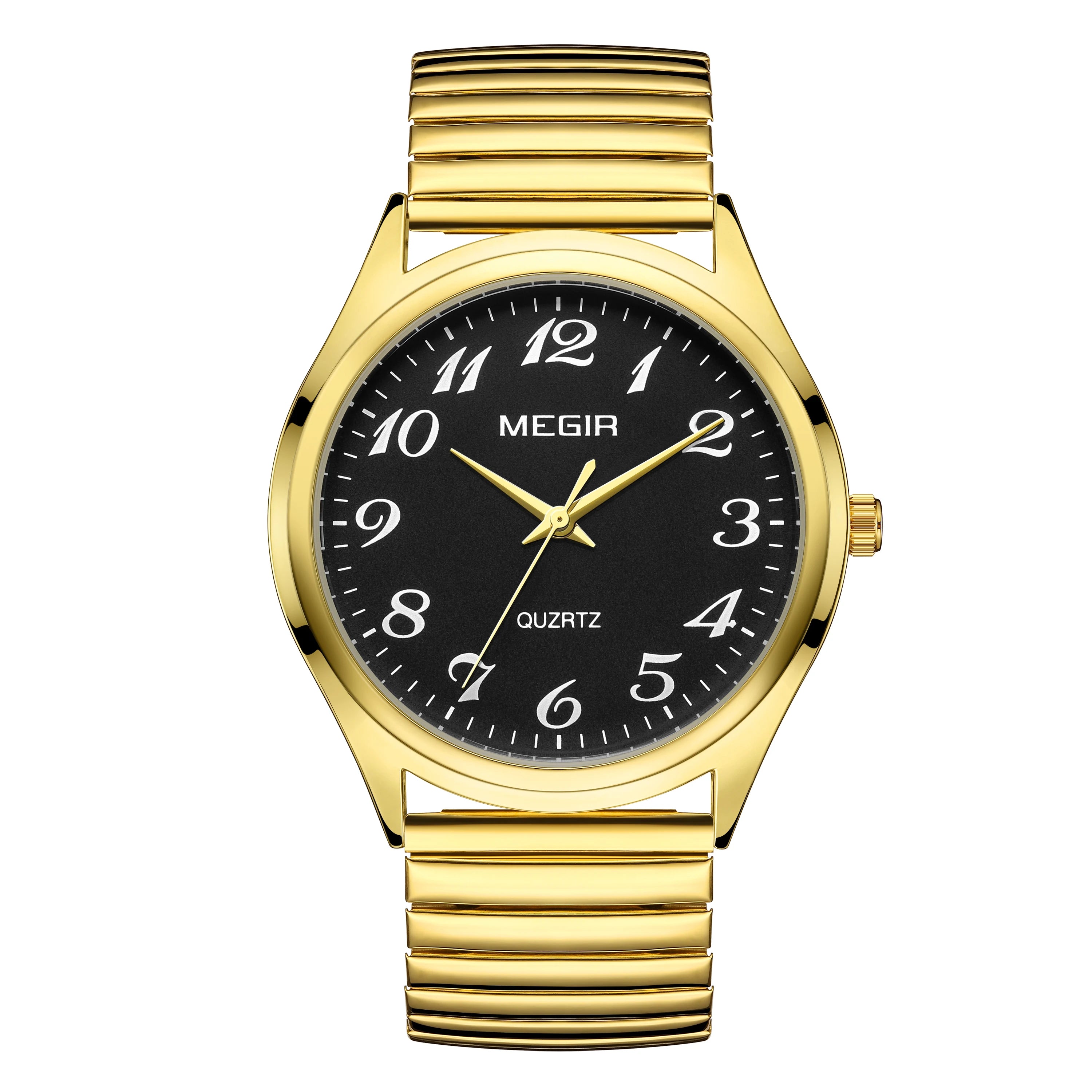 MEGIR - Montre Couple Luxe - Acier Inoxydable - Cadran Lumineux - Étanche 3 ATM - Saint-Valentin