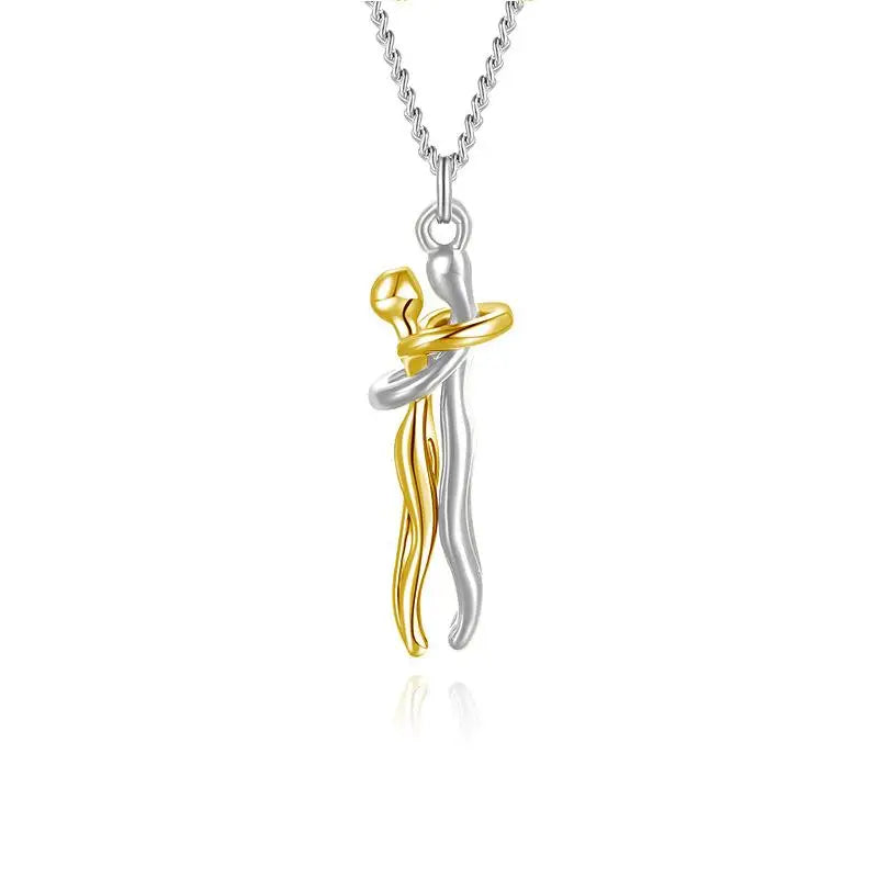 Collier Pendentif Couple Enlacé Hip Hop - Bijou Unisexe Promesse