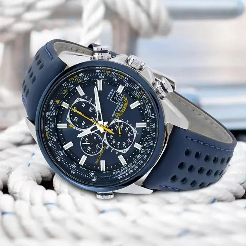 Montre Homme Luxe Quartz 2026 - Acier Inoxydable, Calendrier, Chronographe, Étanche 3 ATM