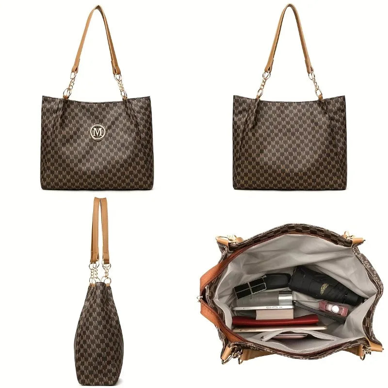 Sac à Main Femme Fourre-Tout Vintage Géométrique Lettre M - Grand Cabas Shopping Andralyn