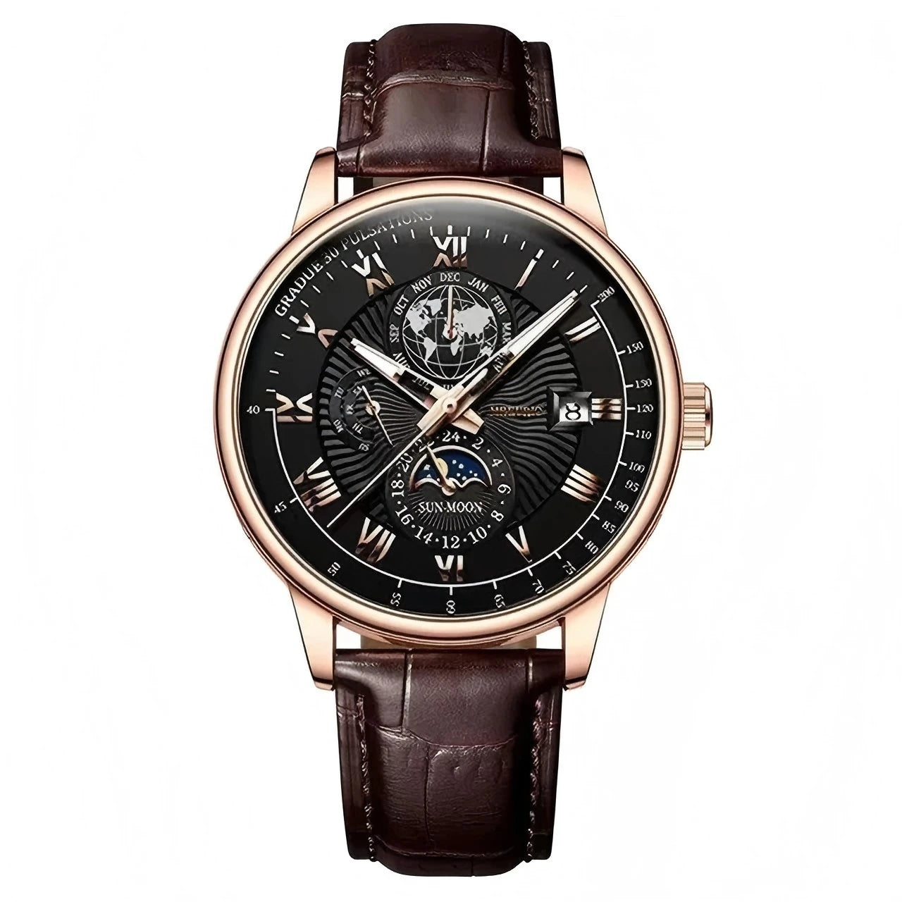 Montre Homme Sport Luxe 2026 - Bracelet Cuir Étanche Lumineux Quartz Date