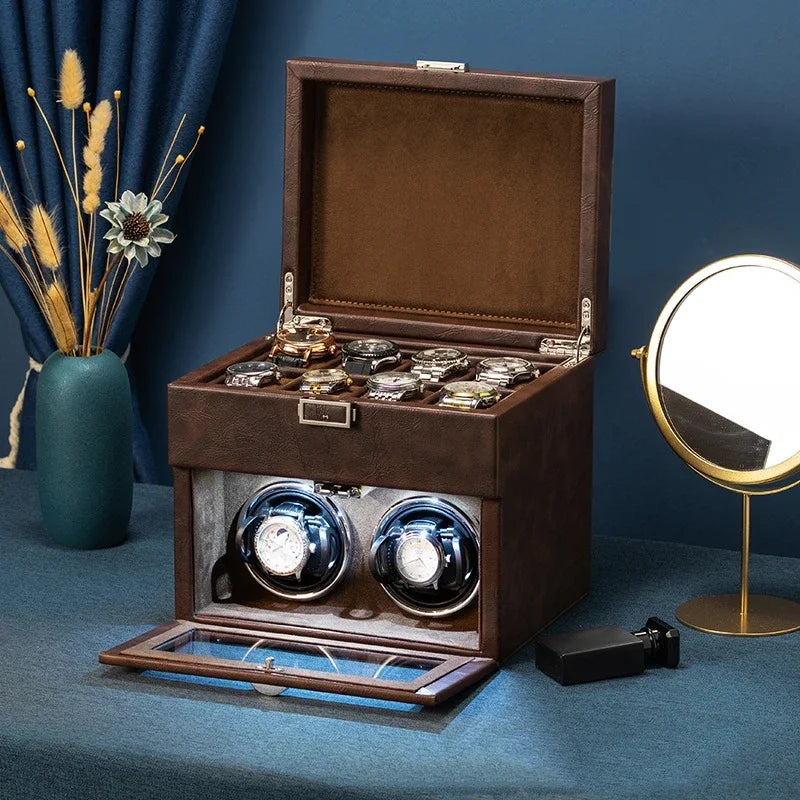 Remontoir Montres Automatiques Double - 2 Montres + Rangement - Silencieux LED - ATLAS