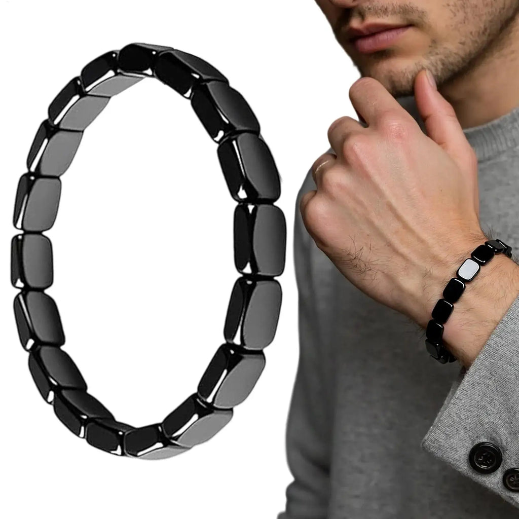 Bracelet Hématite Homme Élégant - Travail Voyage Méditation Masculin