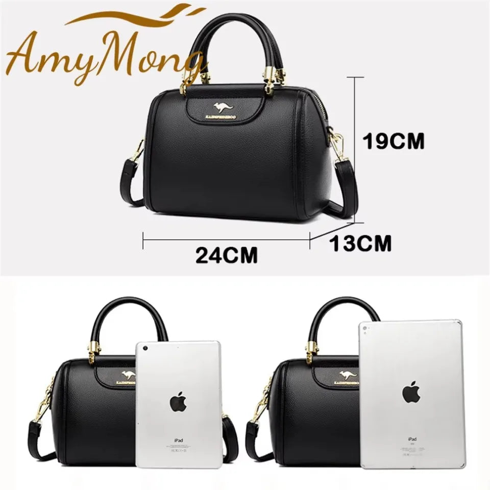Sac à Main Femme Boston Cuir PU Luxe 2025 - Grand Sac à Main Bandoulière AMYMANG