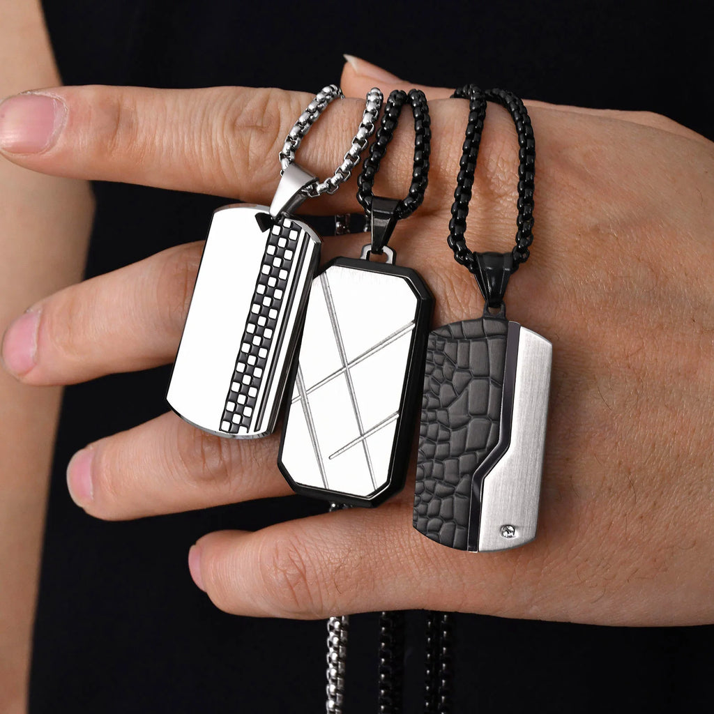 Collier Pendentif Plaque Militaire Homme - Acier Inoxydable Étanche Dog Tag