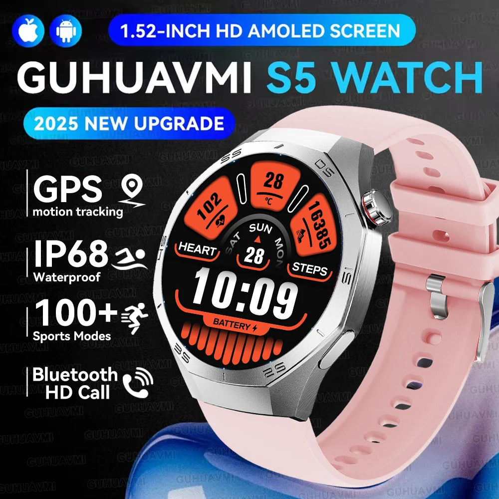 Montre Connectée Watch 5 Pro 2026 - GPS Écran AMOLED 1,52" Appels Bluetooth IP68