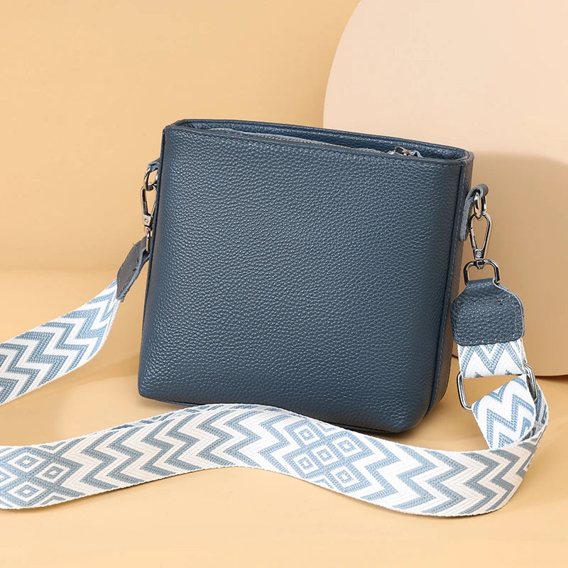 Sac à Main Femme Bandoulière Cuir Véritable 100% - Petit Sac Messenger Large Sangle