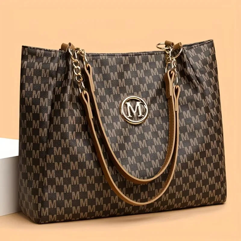Sac à Main Femme Fourre-Tout Vintage Géométrique Lettre M - Grand Cabas Shopping Andralyn