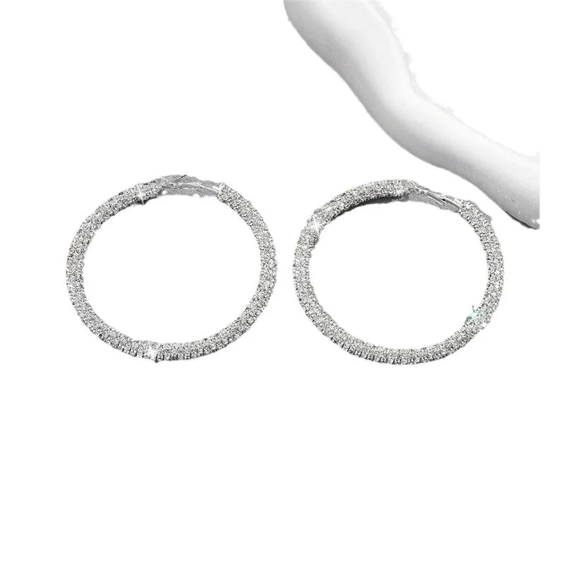 Grandes Boucles d'Oreilles Femme Créoles Cristal Femme - Accessoires Mariage & Soirée