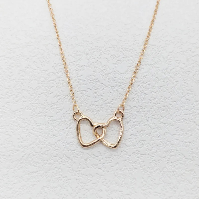 Collier Pendentif Double Cœur Minimaliste - Bijou Femme Tendance