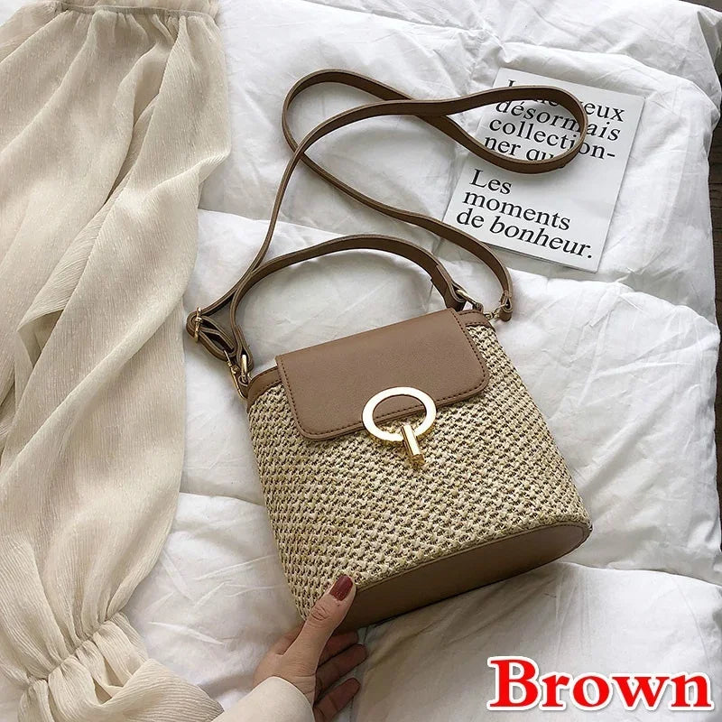 Sac à Main Femme Tressé Plage 2025 Tendance Coréenne - Sac Seau Bandoulière Fashion