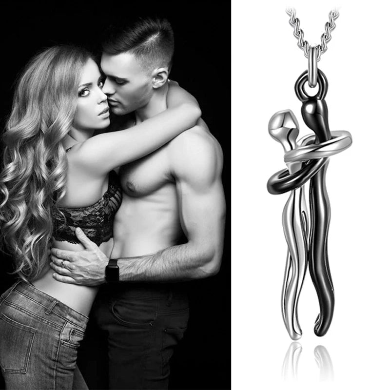 Collier Pendentif Couple Enlacé Hip Hop - Bijou Unisexe Promesse