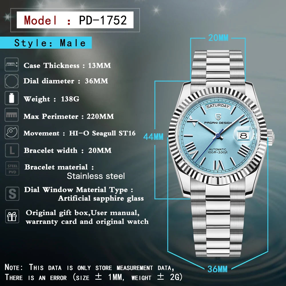 Montre Automatique Homme PAGANI DESIGN 2026 - Mécanique Luxe Verre Saphir