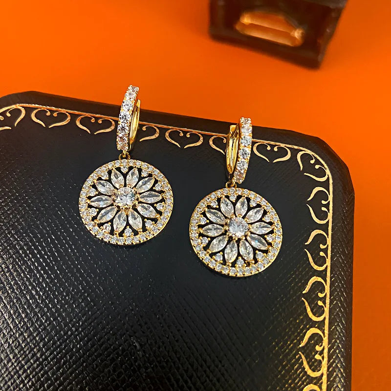 Boucles d'Oreilles Femmes Luxe Fleur Zircon - Bijou Femme Mariage