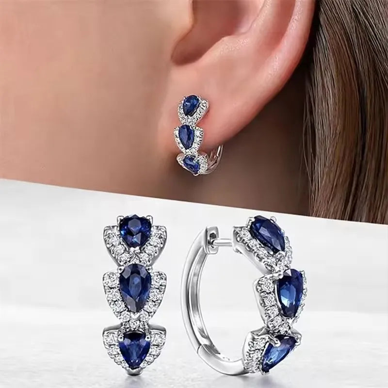 Boucles d'Oreilles Femmes Gouttes Pierres Synthétiques - Bijou Femme Élégant