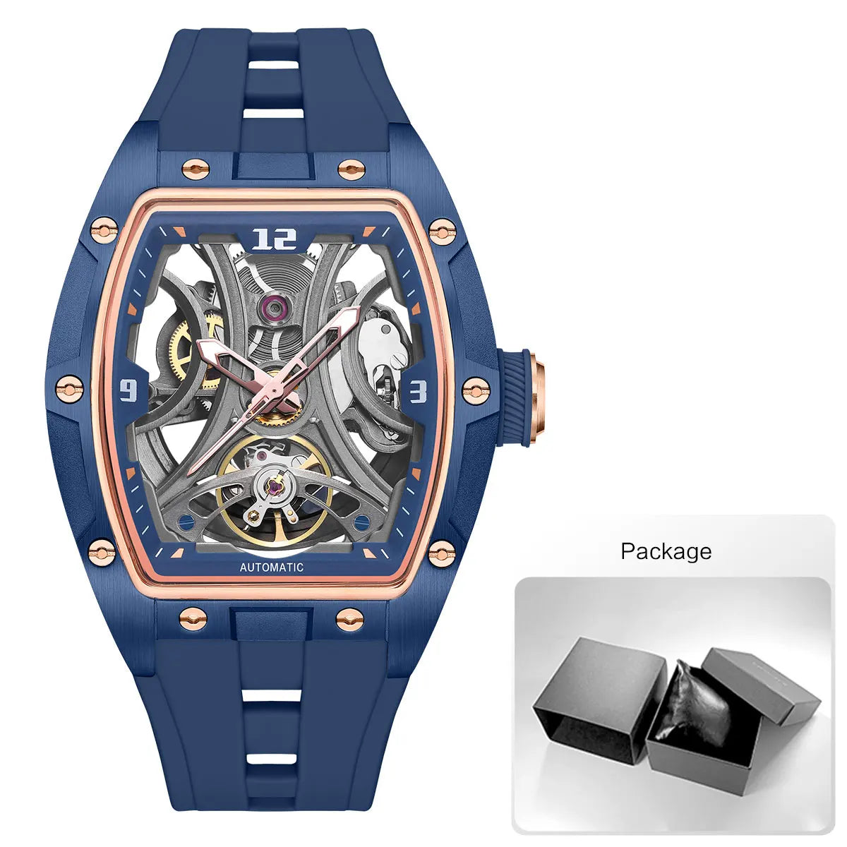 MEGIR - Montre Homme MEGIR 2245 Mécanique Automatique Squelette Sport - Cadran Creux Transparent - Tonneau Acier